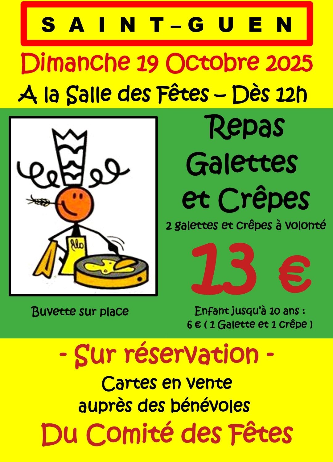 Repas galettes et crêpes - Comité des fêtes de Saint-Guen