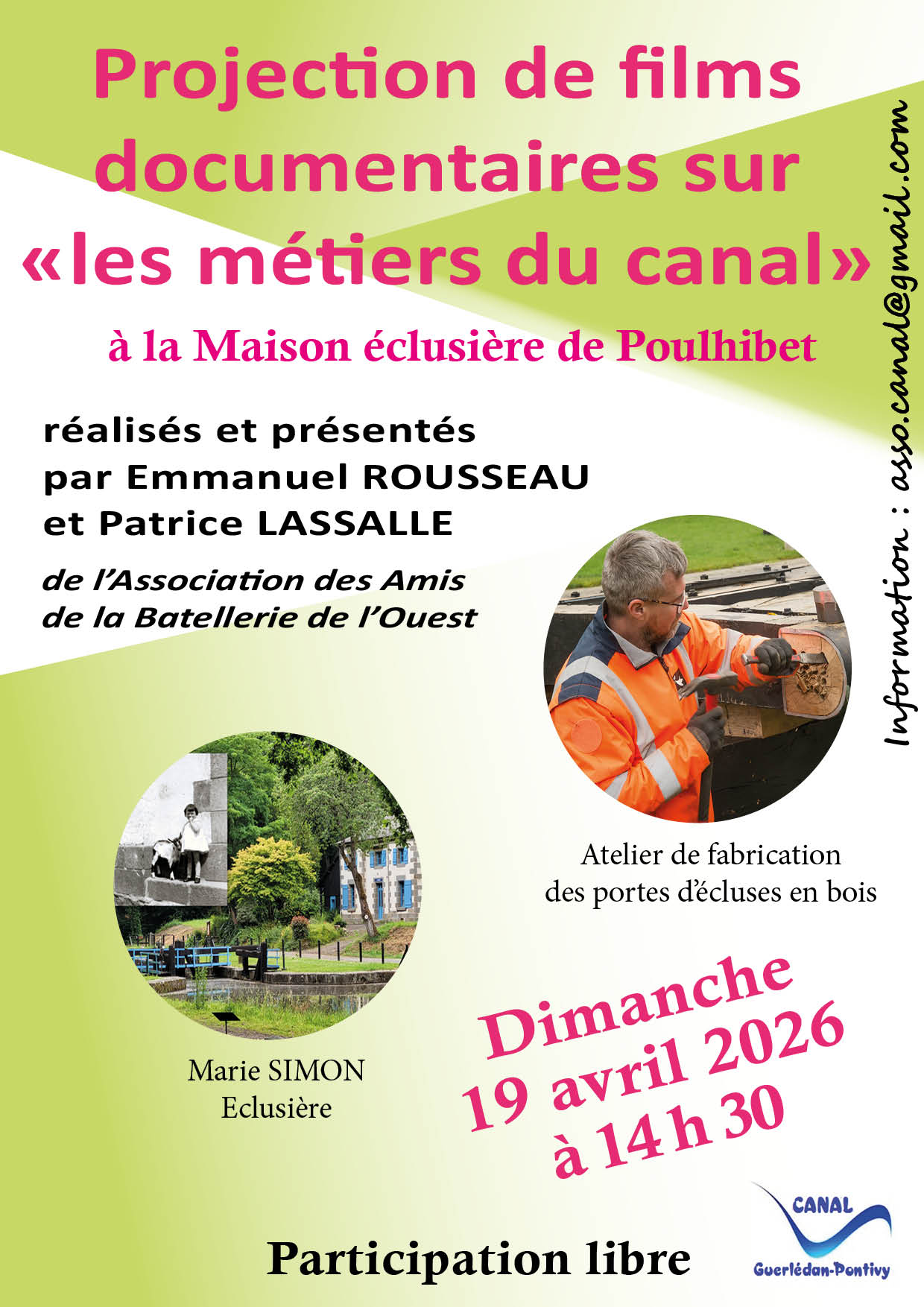 Projection de films documentaires sur "les métiers du canal"