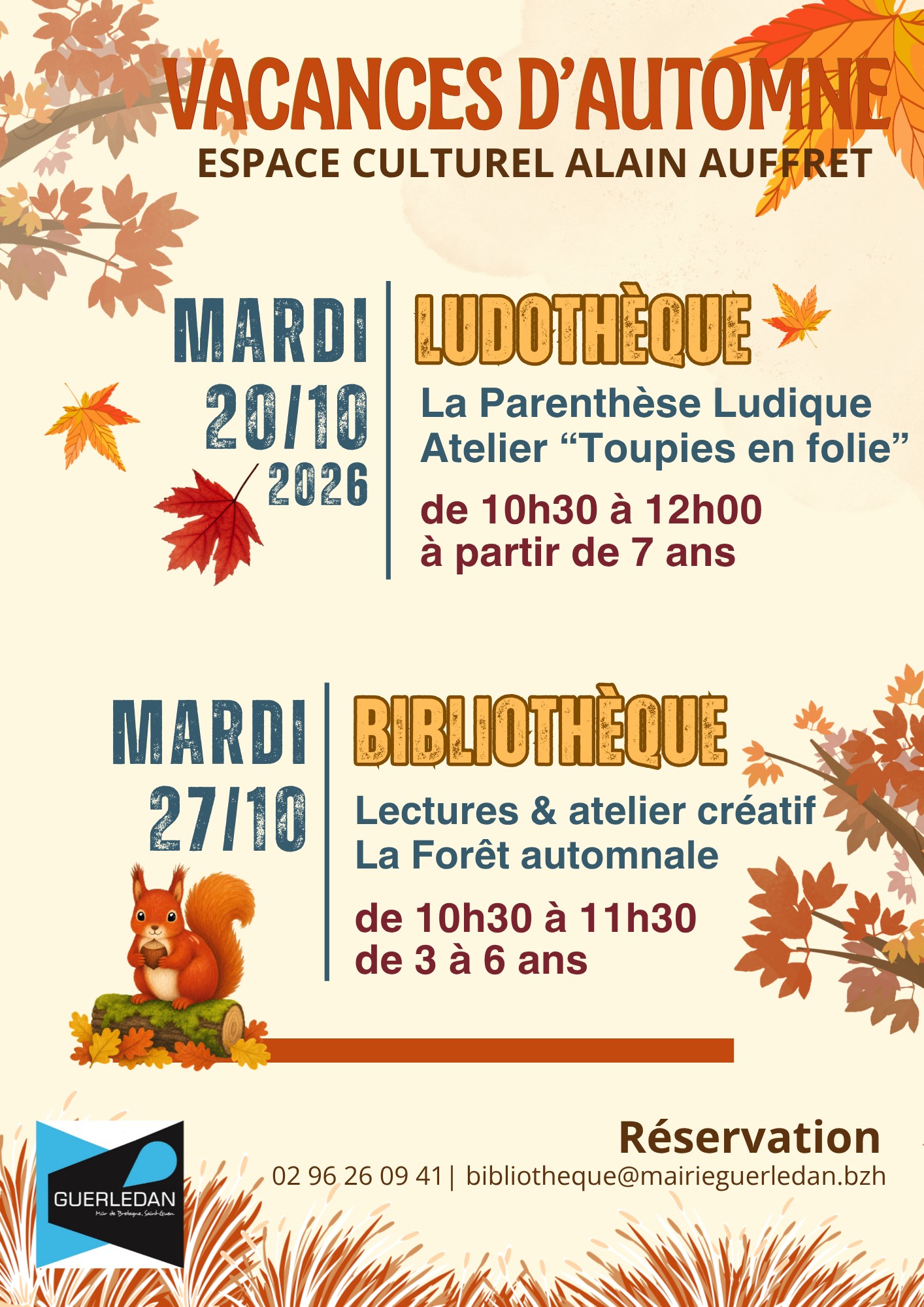 Vacances d'automne - Animation Espace Culturel Alain AUFFRET