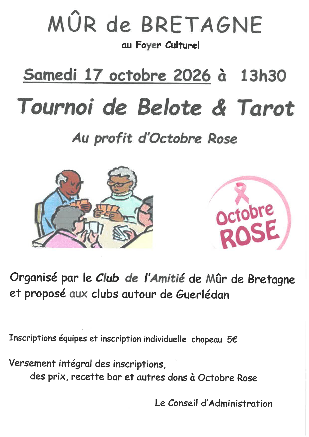 Tournoi de Belote & tarot au profit d'Octobre Rose