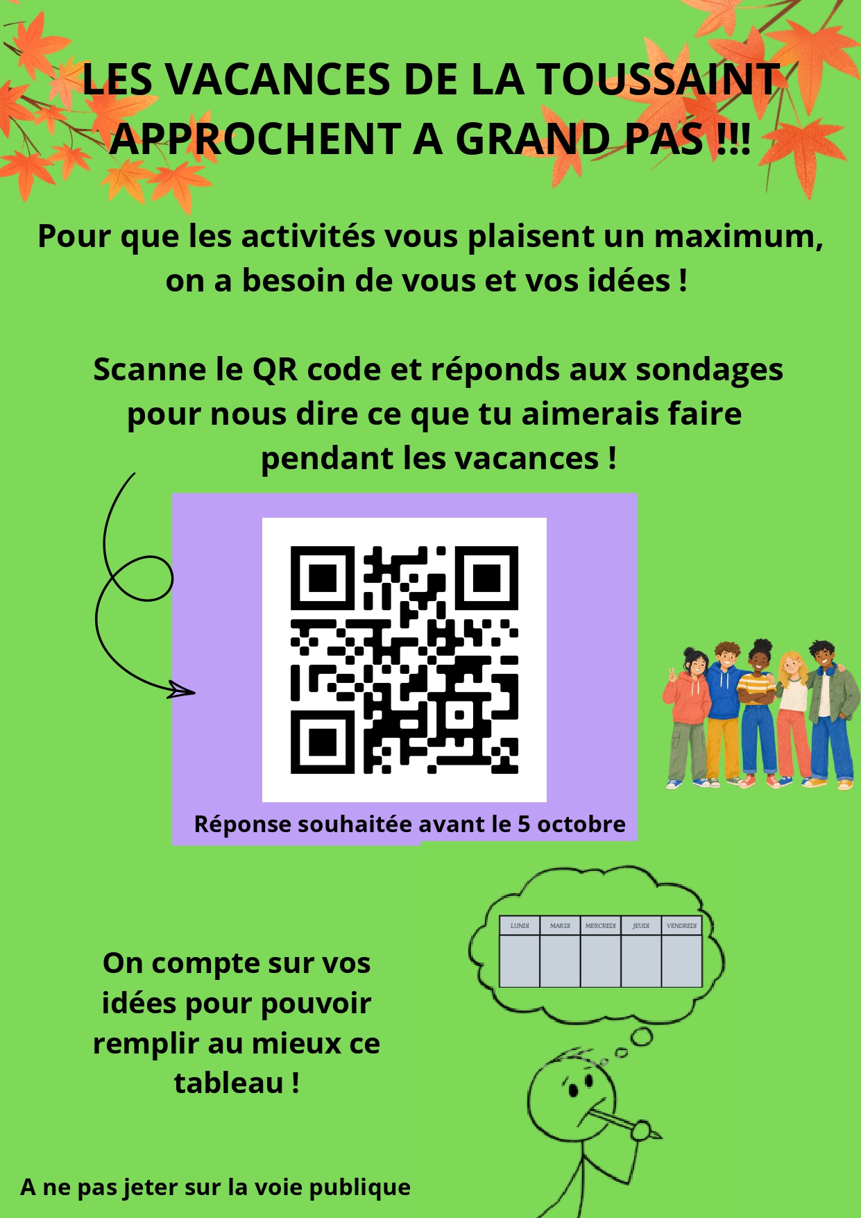 Les vacances de la toussaint approchent à grand pas !!