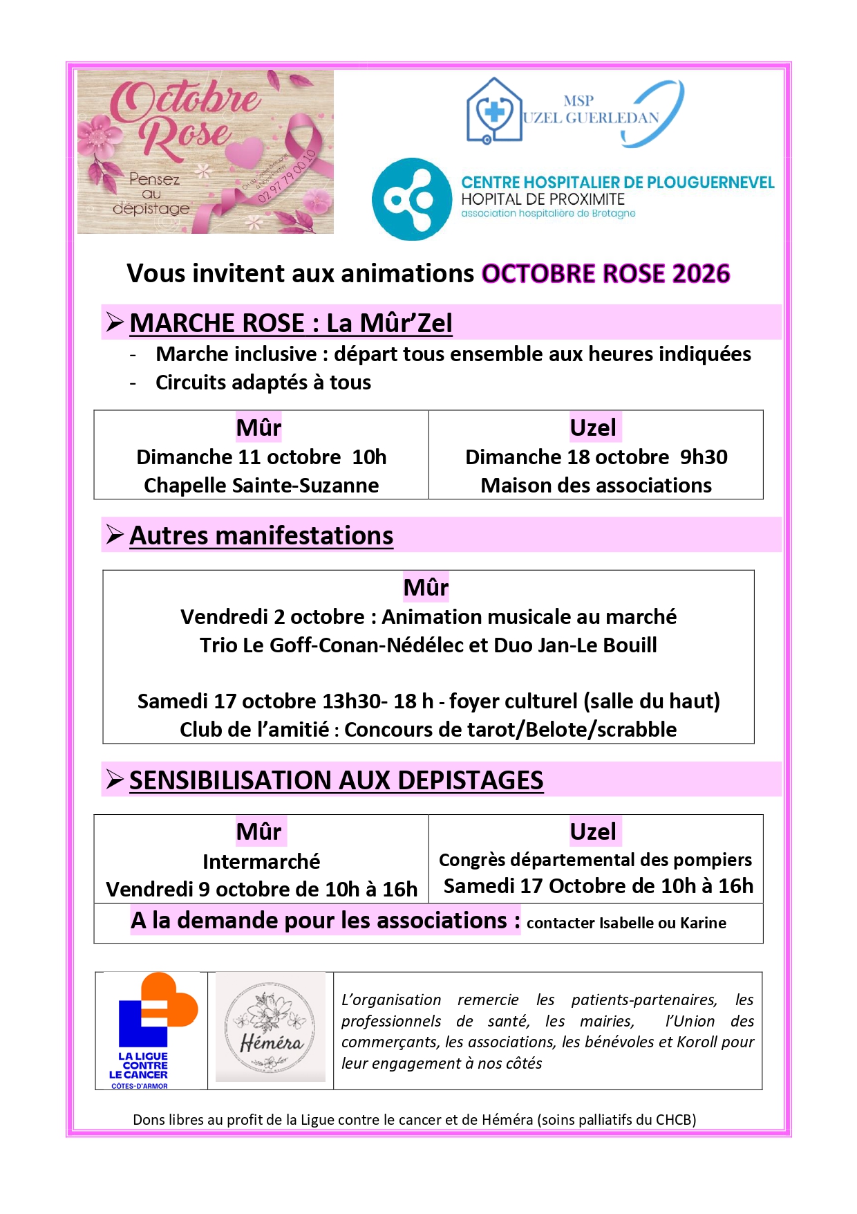 🌸 OCTOBRE ROSE 2026 À GUERLÉDAN 🌸